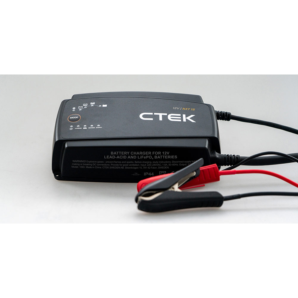 Picture of CTEK NXT 15 UK Car Battery Charger with UK Plug Supports 12V lead acid & lithium batteries (30-350Ah).