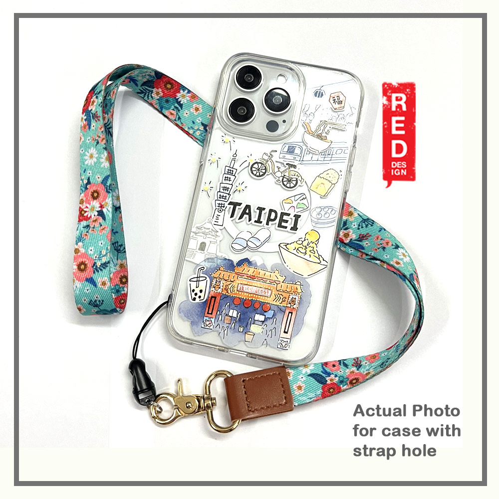 Picture of Red Design Selected Neck Lanyard and Wrist Strap Nylon Fabric with Metal Clasp for Phone Case (Green Floral)