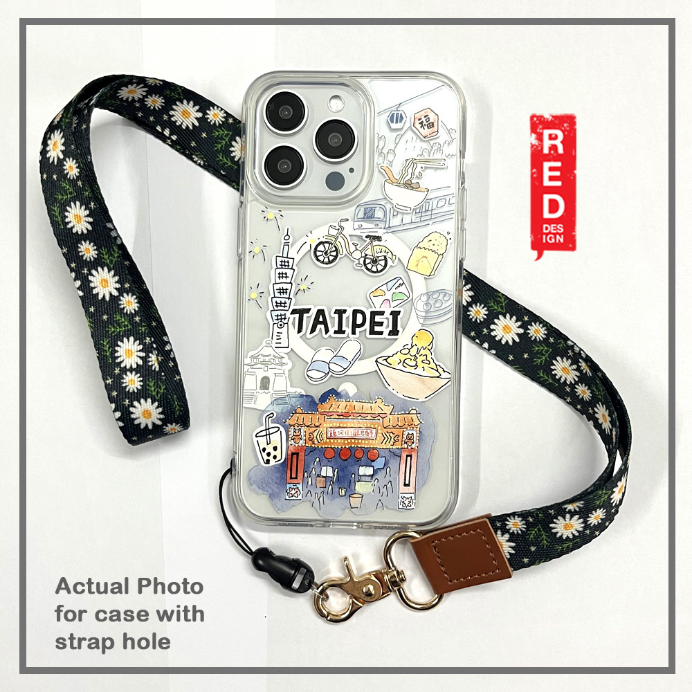 Picture of Red Design Selected Neck Lanyard and Wrist Strap Nylon Fabric with Metal Clasp for Phone Case (Green Leave Flower)