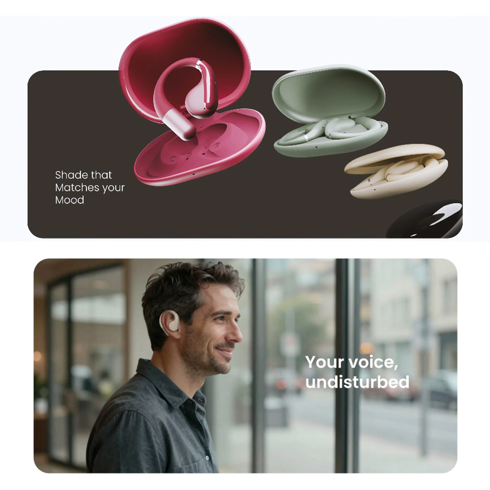 Picture of HiFuture VibeMate Premium Bluetooth 5.4 Comfort Open Ear Headphones Waterproof with ENC Noise Cancellation (Hot Pink)