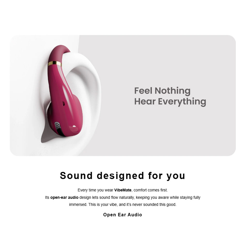 Picture of HiFuture VibeMate Premium Bluetooth 5.4 Comfort Open Ear Headphones Waterproof with ENC Noise Cancellation (Hot Pink)