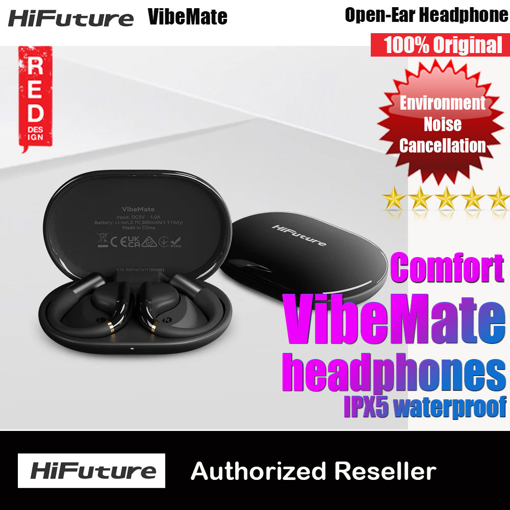 Picture of HiFuture VibeMate Premium Bluetooth 5.4 Comfort Open Ear Headphones Waterproof with ENC Noise Cancellation (Black) Red Design- Red Design Cases, Red Design Covers, iPad Cases and a wide selection of Red Design Accessories in Malaysia, Sabah, Sarawak and Singapore 