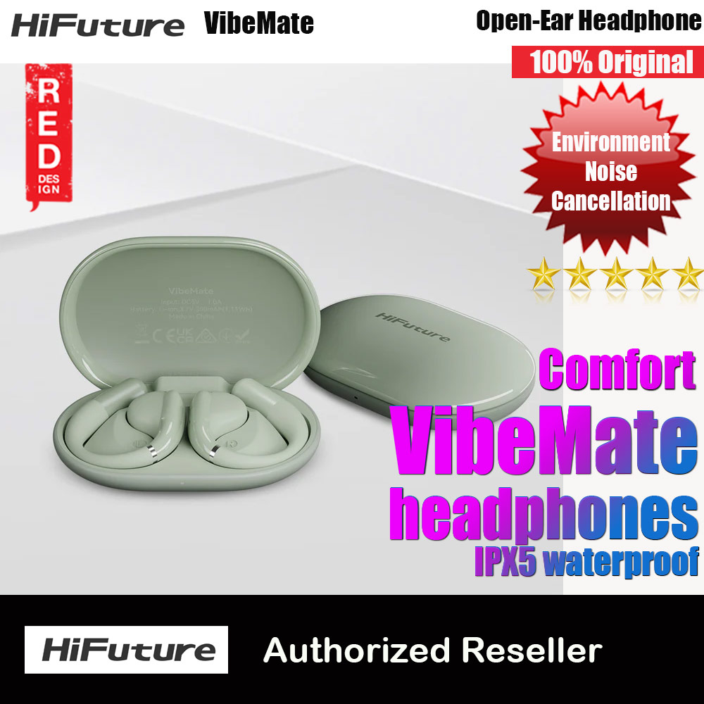 Picture of HiFuture VibeMate Premium Bluetooth 5.4 Comfort Open Ear Headphones Waterproof with ENC Noise Cancellation (Matcha Green) Red Design- Red Design Cases, Red Design Covers, iPad Cases and a wide selection of Red Design Accessories in Malaysia, Sabah, Sarawak and Singapore 