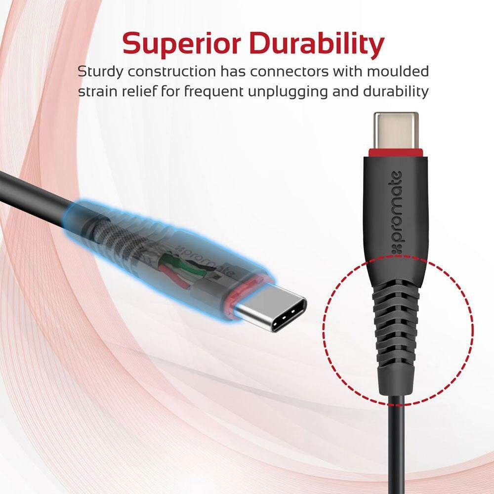 Picture of Promate Multi Charging Cable 3 in 1 High Quality 1.2m USB to Type-C™ Lightning and Micro USB Charging and Syncing Cable with Flexible ExoFlex Neck and Over Charging Protection for Smartphones Tablets MP3 Player FlexLink-Trio