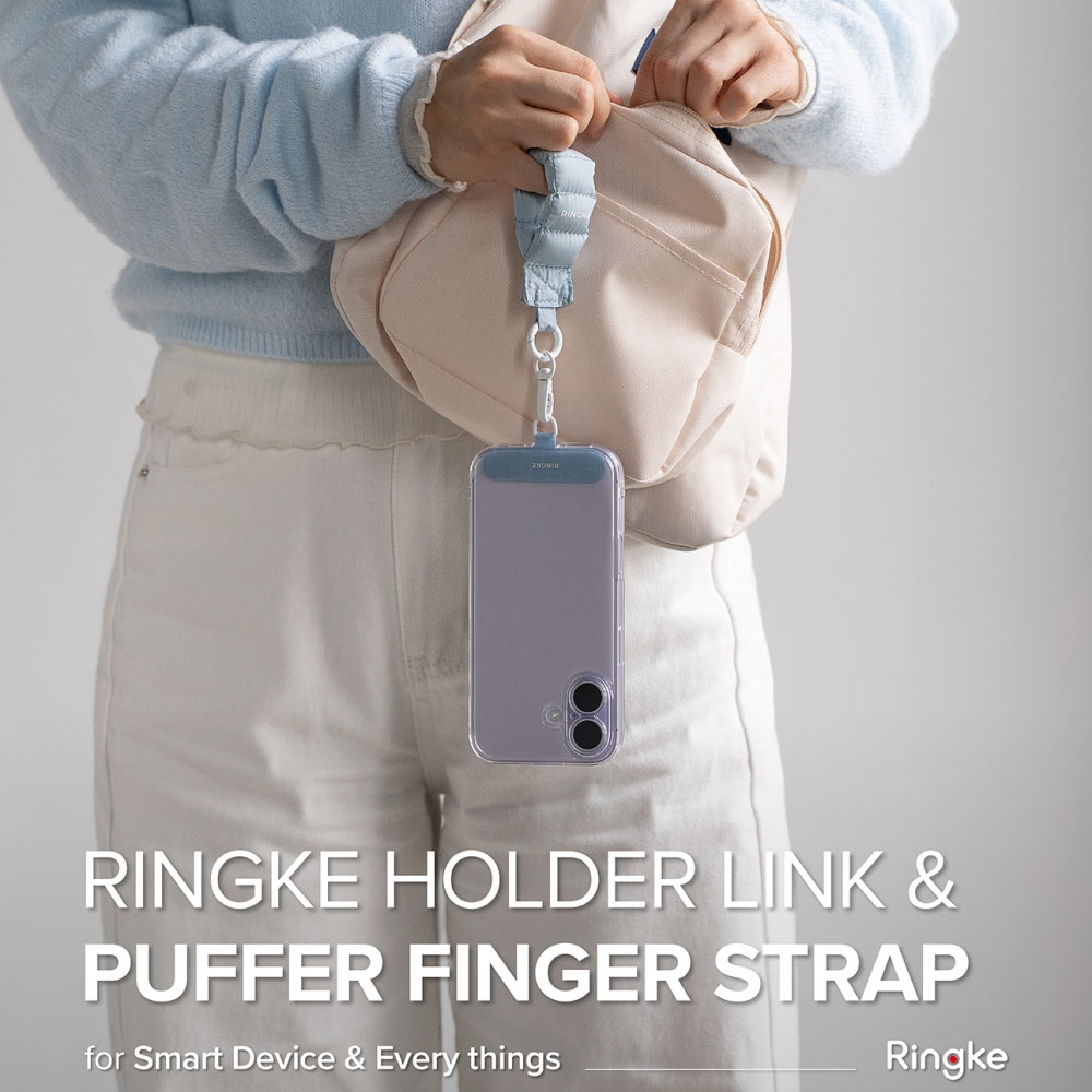 Picture of Ringke Eye Catching Holder Link & Puffer Finger Strap for Phone case (Light Blue)