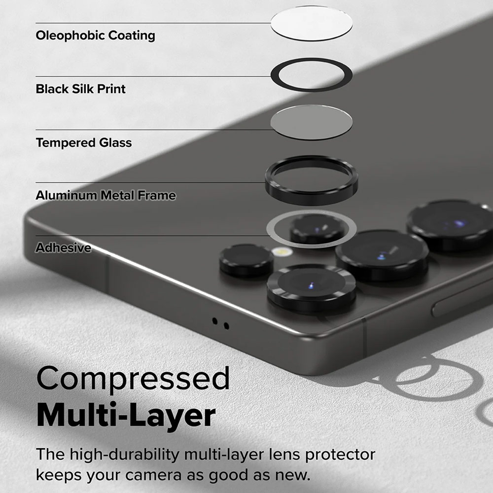 Picture of Samsung Galaxy S25 Ultra  | Ringke Camera Lens Frame Glass Protector with Easy Installation for Samsung Galaxy S25 Ultra (Black)