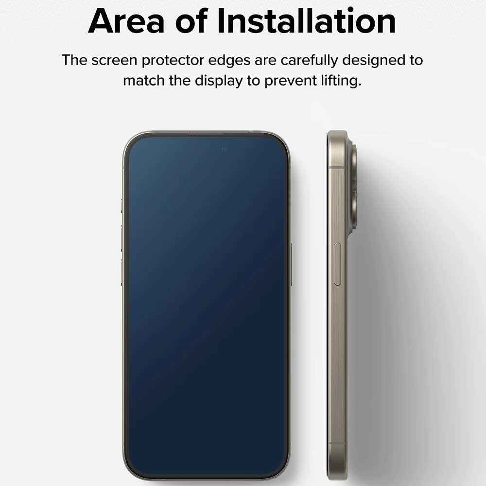 Picture of Apple iPhone 15 Pro 6.1 Screen Protector | Ringke Easy Slide Tempered Glass Screen Protector with Easy Installation Jig Kit for iPhone 15 Pro 6.1 (HD Clear) 2 Pack