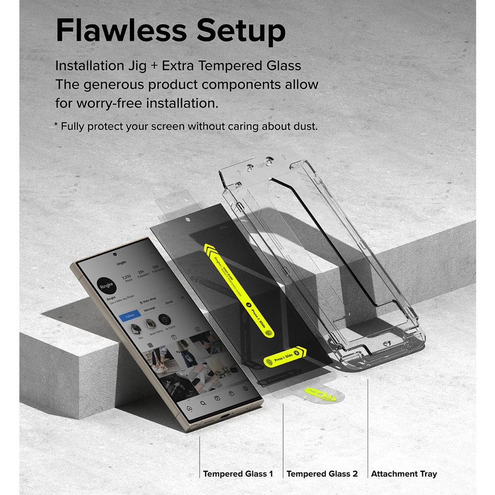Picture of Samsung Galaxy S24 Ultra Screen Protector | Ringke Easy Slide Tempered Glass Screen Protector with Easy Installation Jig Kit for Samsung Galaxy S24 Ultra (Privacy Anti Peep) 2 Pack