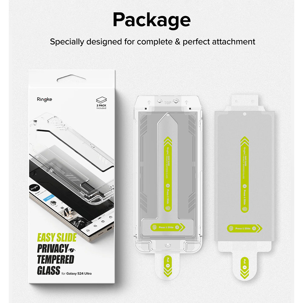 Picture of Samsung Galaxy S24 Ultra Screen Protector | Ringke Easy Slide Tempered Glass Screen Protector with Easy Installation Jig Kit for Samsung Galaxy S24 Ultra (Privacy Anti Peep) 2 Pack