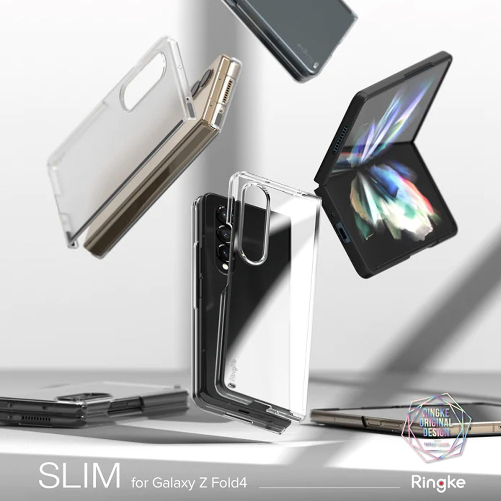 Picture of Samsung Galaxy Z Fold 4 Case | Ringke Slim Protection Anti Yellow Clear PC Hard Case for Samsung Galaxy Z Fold 4 (Black)