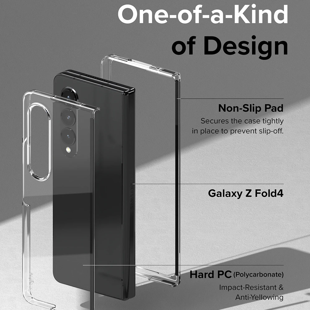 Picture of Samsung Galaxy Z Fold 4 Case | Ringke Slim Protection Anti Yellow Clear PC Hard Case for Samsung Galaxy Z Fold 4 (Black)