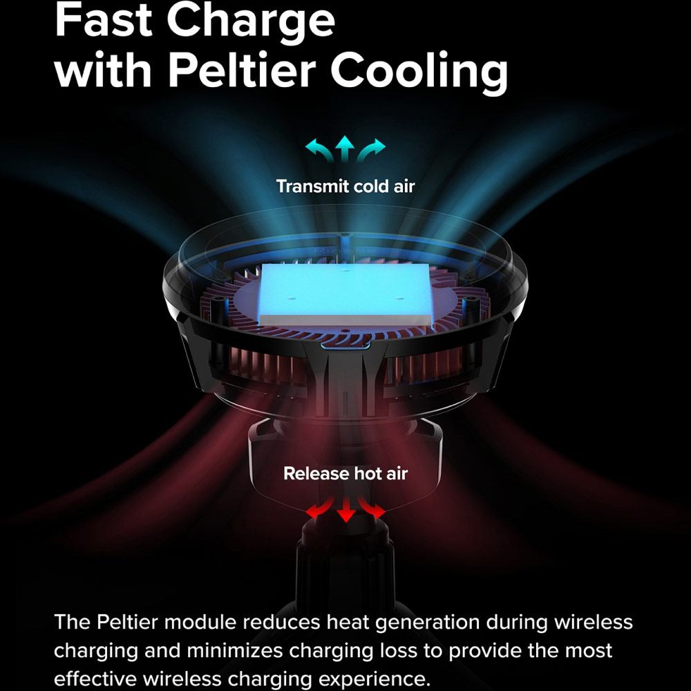 Picture of Apple iPhone 14 Pro Max 6.7 | Ringke Peltier Magnetic Car Drive Qi Wireless Charging 15W Max Fast Charge Air Vent Car Mount Phone Holder for iPhone 14 Pro Max 13 Pro Max (Air Vent)