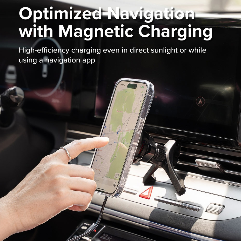 Picture of Apple iPhone 14 Pro Max 6.7 | Ringke Peltier Magnetic Car Drive Qi Wireless Charging 15W Max Fast Charge Air Vent Car Mount Phone Holder for iPhone 14 Pro Max 13 Pro Max (Air Vent)