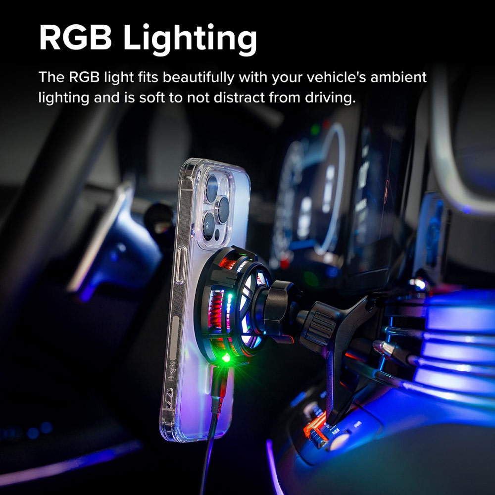 Picture of Apple iPhone 14 Pro Max 6.7 | Ringke Peltier Magnetic Car Drive Qi Wireless Charging 15W Max Fast Charge Air Vent Car Mount Phone Holder for iPhone 14 Pro Max 13 Pro Max (Air Vent)