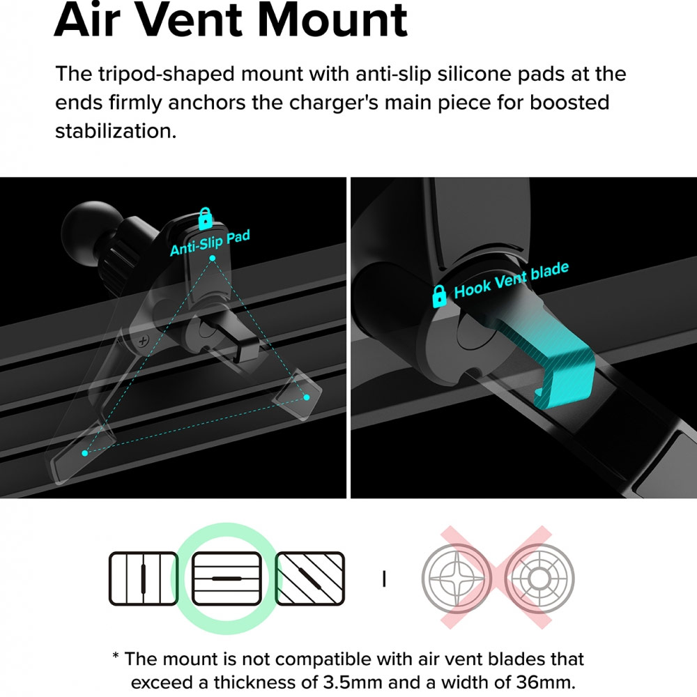 Picture of Apple iPhone 14 Pro Max 6.7 | Ringke Peltier Magnetic Car Drive Qi Wireless Charging 15W Max Fast Charge Air Vent Car Mount Phone Holder for iPhone 14 Pro Max 13 Pro Max (Air Vent)