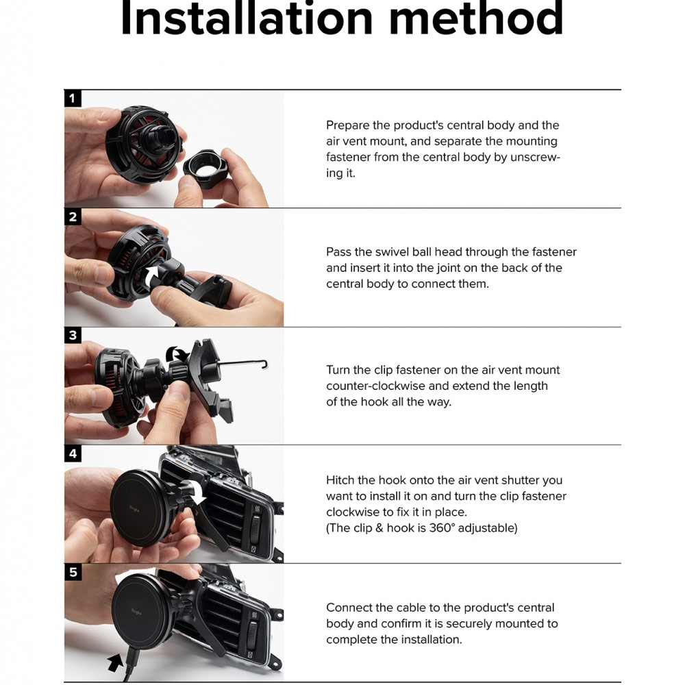 Picture of Apple iPhone 14 Pro Max 6.7 | Ringke Peltier Magnetic Car Drive Qi Wireless Charging 15W Max Fast Charge Air Vent Car Mount Phone Holder for iPhone 14 Pro Max 13 Pro Max (Air Vent)