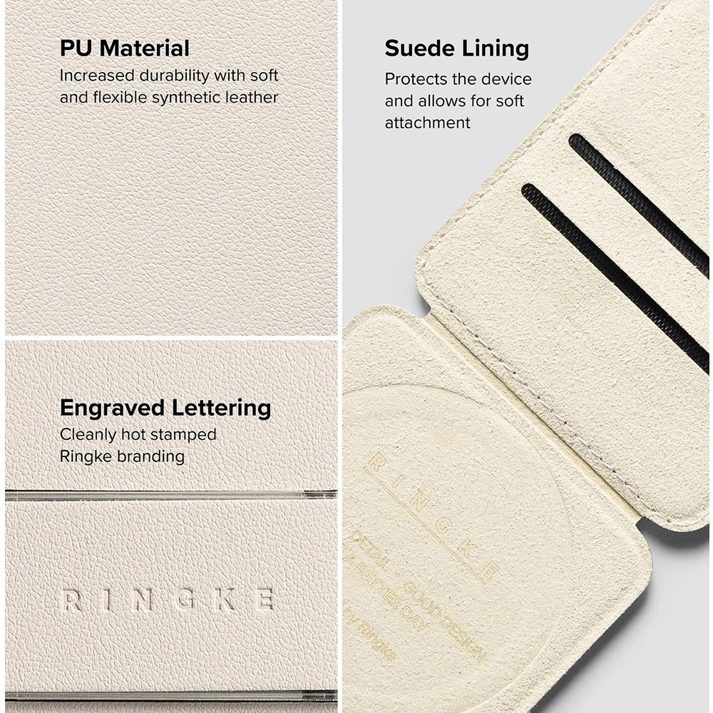 Picture of Apple iPhone 15 Pro Max 6.7  | Ringke Slide Grip PU Wallet Magnetic for iPhone 15 iPhone 16 Pro Max Card Holder Phone Stand (Beige Pink)