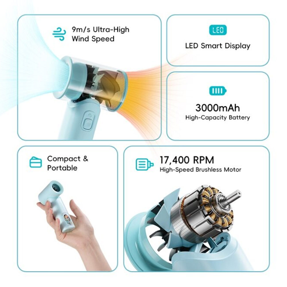 Picture of Rock Crayon ShinChan 5 Ultra Speed Strong Wind Force Portable Mini Handheld Fan 3000mAh 17400RPM (Beige)