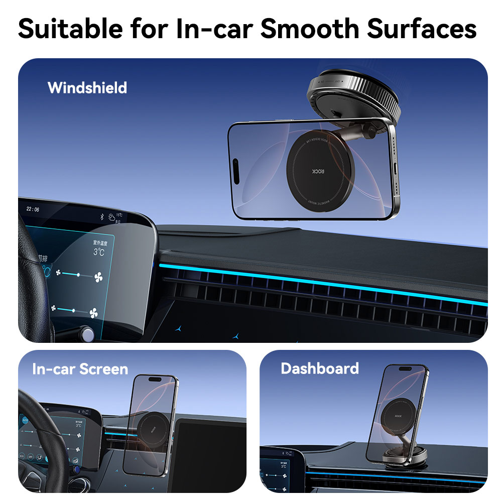 Picture of Rock Magnetic Car Holder Car Mount Phone Holder with Strong Vacuum Suction for Windscreen and Dashboard