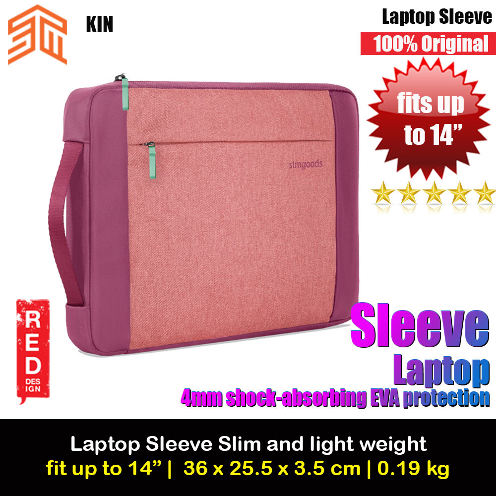 Picture of STM Kin Slim and Lightweight with Shock Absorbing Secure Zip Laptop Sleeve with Accessory Storage Pocket up to 14" (Rose Petal) Red Design- Red Design Cases, Red Design Covers, iPad Cases and a wide selection of Red Design Accessories in Malaysia, Sabah, Sarawak and Singapore 