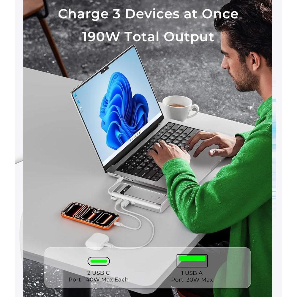 Picture of TALIX Linxt Build-in Cable Laptop CCC Travel Power Bank 190W 20000mah (3ports)