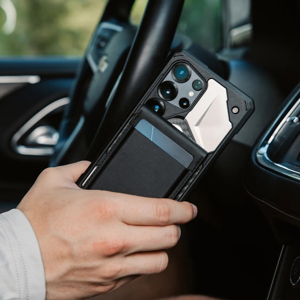 Picture of Apple iPhone 13 6.1 | UAG Metropolis Vegan Leather MagSafe Wallet and Stand Kickstand Card Holder Phone Stand (PU Leather)