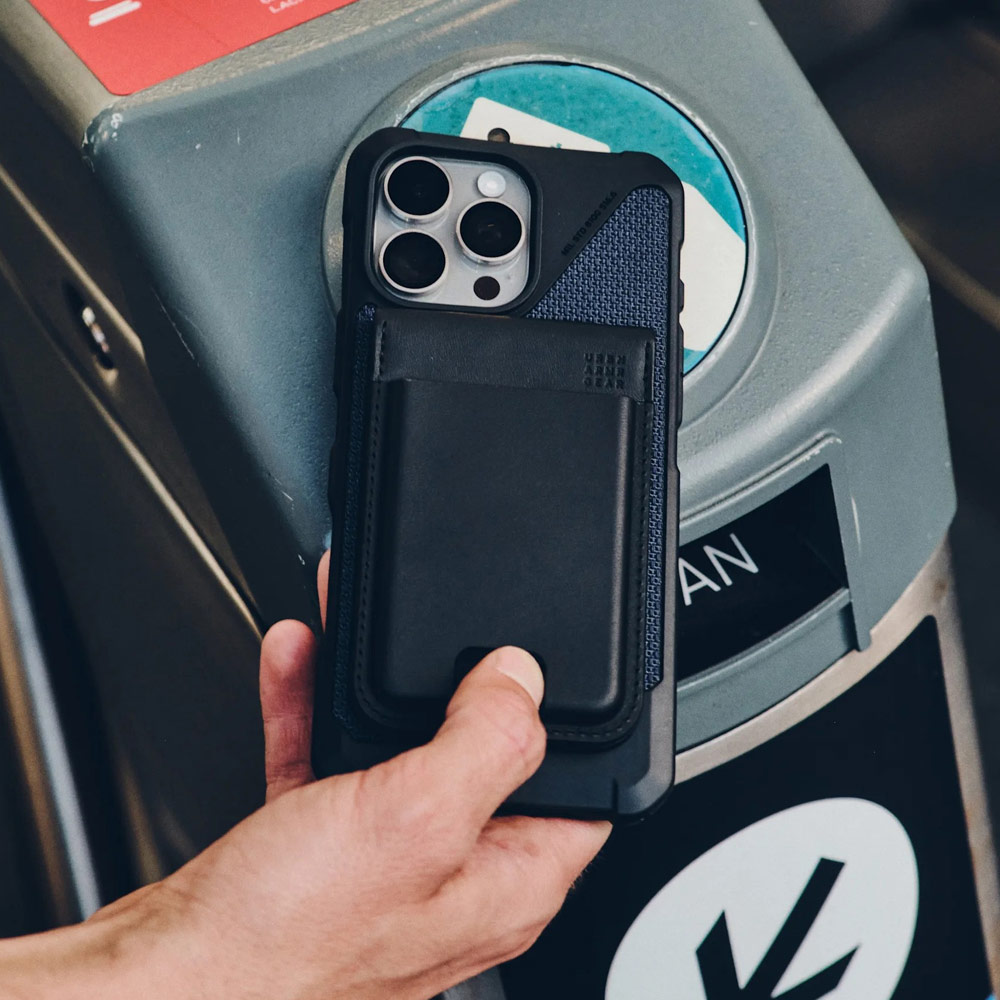 Picture of Apple iPhone 13 6.1  | UAG Metropolis Vegan Leather MagSafe Wallet and Stand Kickstand Card Holder Phone Stand (PU Leather)