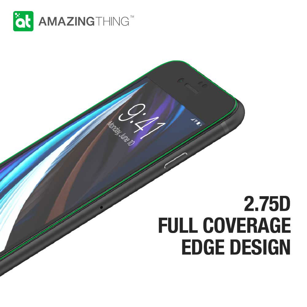 Picture of Apple iPhone 7 4.7  | AMAZINGthing SUPREME GLASS DUST FILTER for iPhone SE (2020) (2022) Full Glass 0.3mm 2.75D Black for Apple iPhone SE 4.7 2020 (Glossy Black)