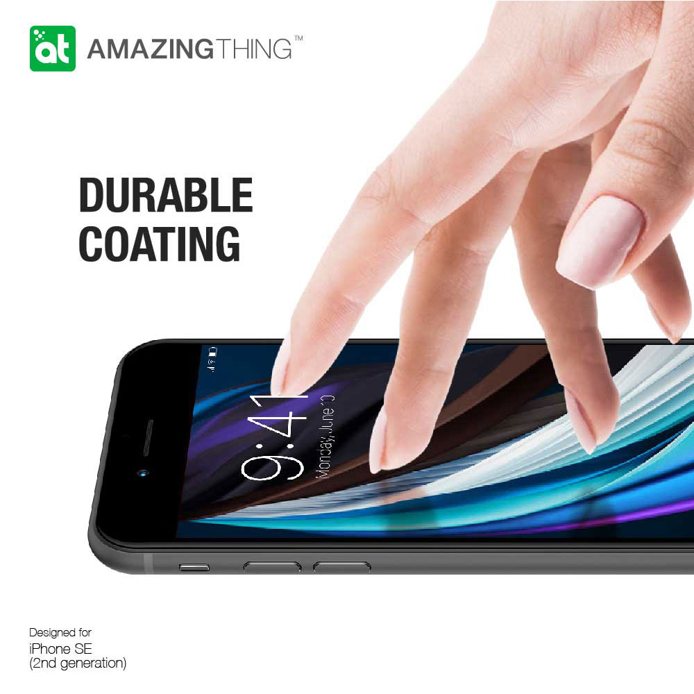 Picture of Apple iPhone 7 4.7  | AMAZINGthing SUPREME GLASS DUST FILTER for iPhone SE (2020) (2022) Full Glass 0.3mm 2.75D Black for Apple iPhone SE 4.7 2020 (Glossy Black)