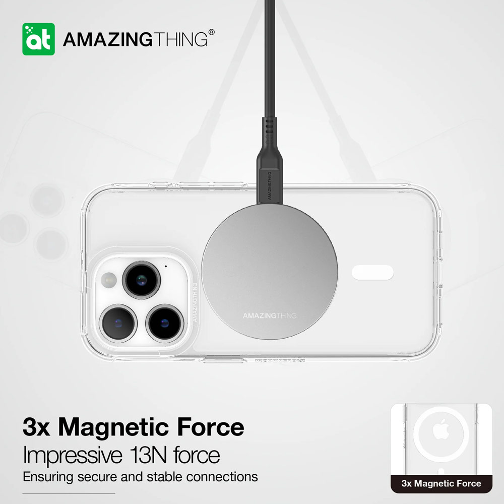 Picture of Apple iPhone 15 Pro Max 6.7 Case | Amazingthing Minimal Magnetic Slim Protection Case for iPhone 15 Pro Max 6.7 (Clear)