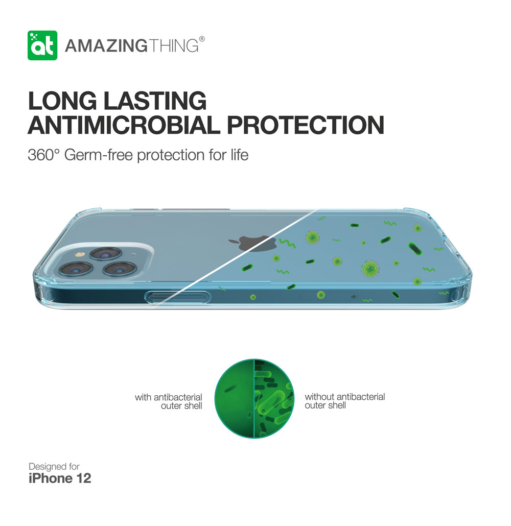 Picture of Apple iPhone 12 6.1 Case | Amazingthing Minimal Military Drop Proof Slim Case with antimicrobial for iPhone 12 iPhone 12 Pro 6.1 (Clear)