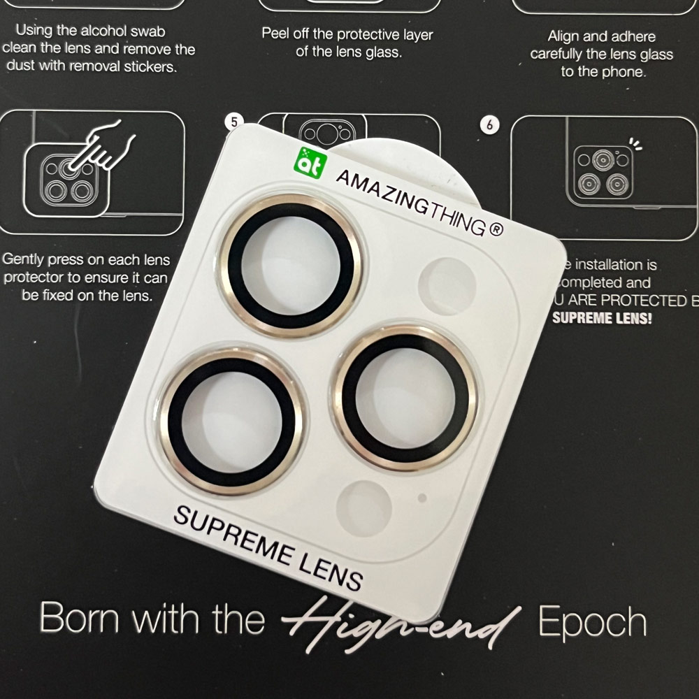 Picture of Apple iPhone 14 Pro 6.1 | Amazingthing Supreme AR Lens Glass Aluminum Defender Tempered Glass Protector for iPhone 14 Pro 6.1 iPhone 14 Pro Max 6.7 (3PCS New Gold)