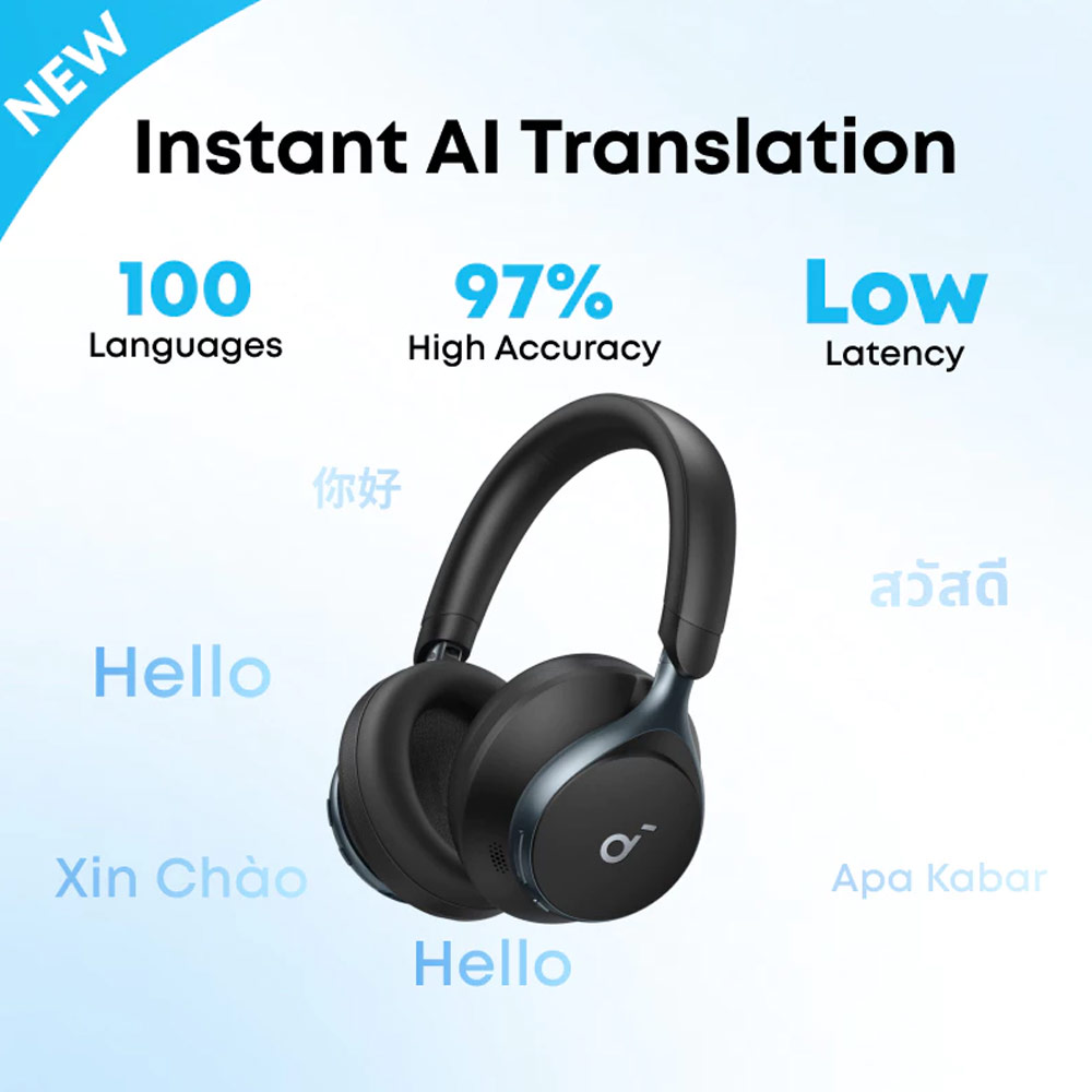 Picture of Soundcore by Anker Space One Headphones Hi-Res Sound Hybrid Active Noise Cancelling Headsets ANC TWS-A3035 (Blue)