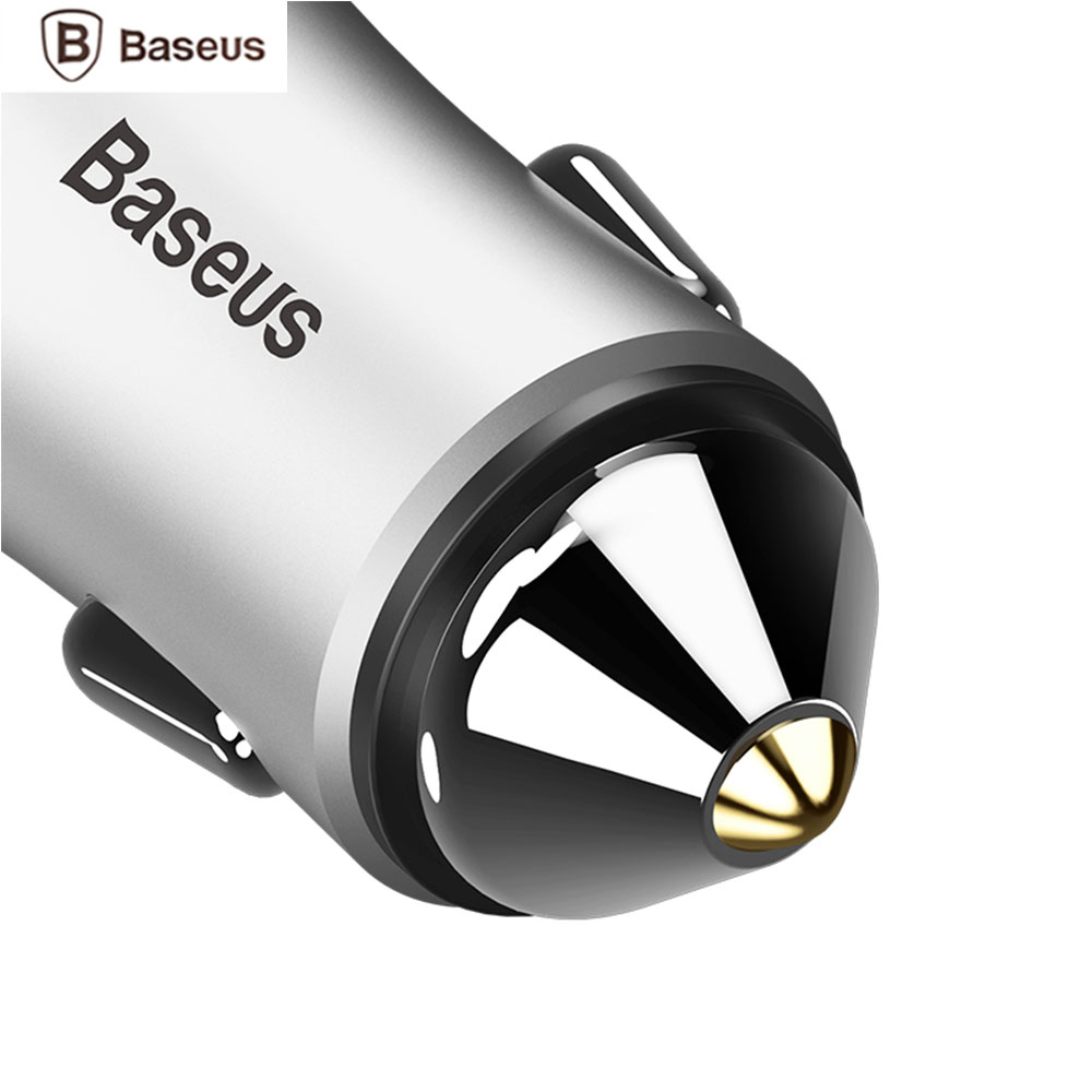 Picture of Baseus 2 Dual USB  2.4 Max Charge Aluminum Alloy Car Charger (Silver)