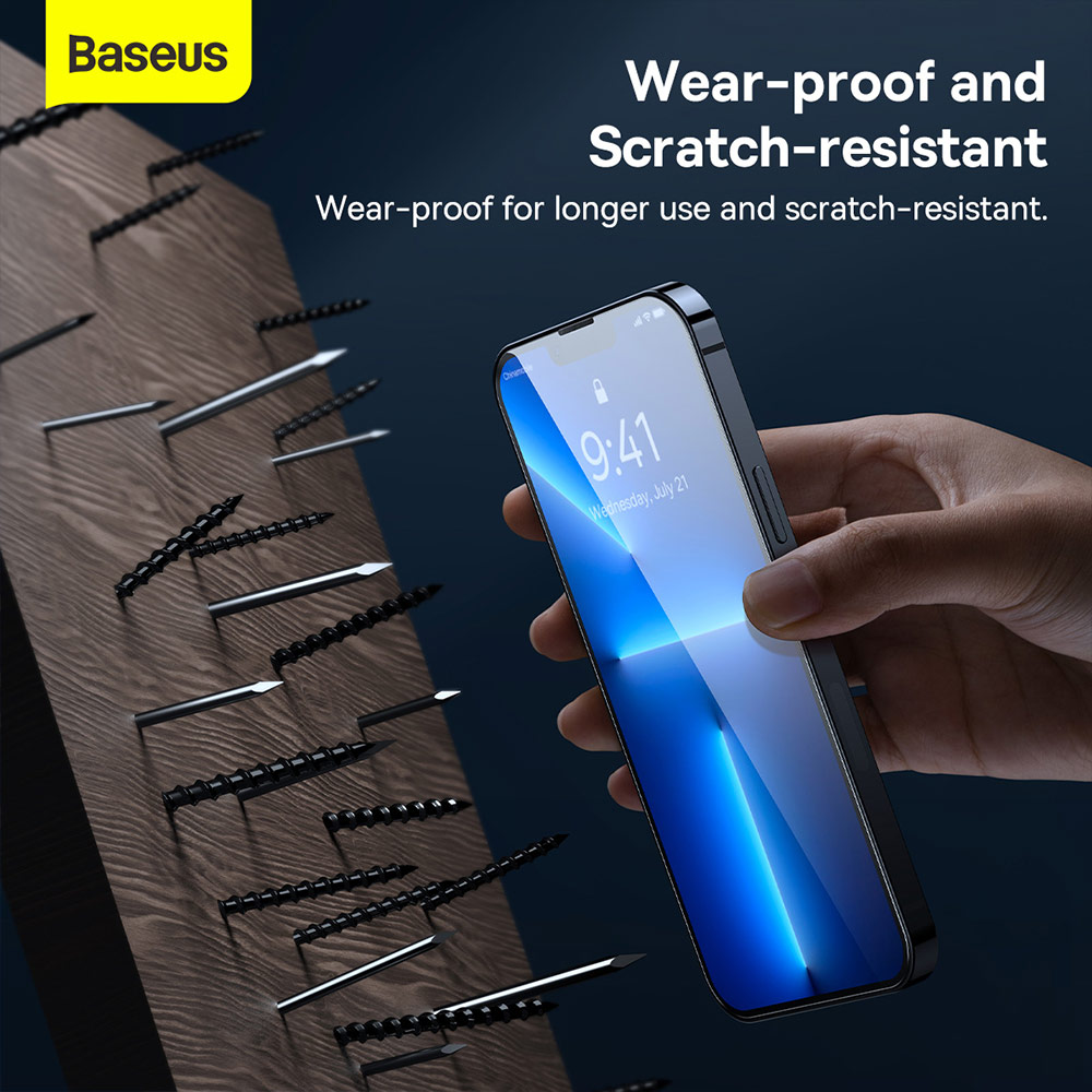 Picture of Apple iPhone 13 Pro Max 6.7 | Baseus Full Coverage Invisible Tempered Glass with Cellular Dust Prevention for iPhone 13 Pro Max 6.7 (HD Clear 2pcs)