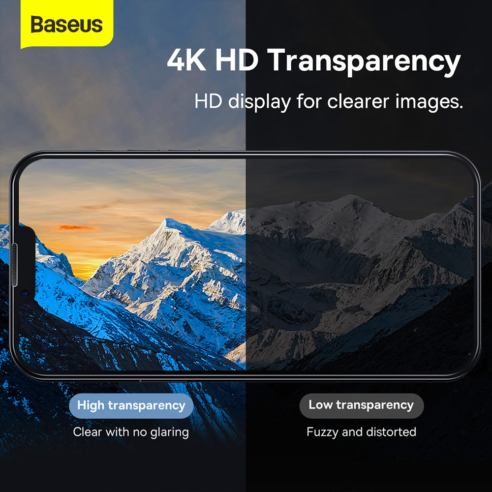Picture of Apple iPhone 13 Pro Max 6.7 | Baseus Full Coverage Invisible Tempered Glass with Cellular Dust Prevention for iPhone 13 Pro Max 6.7 (HD Clear 2pcs)