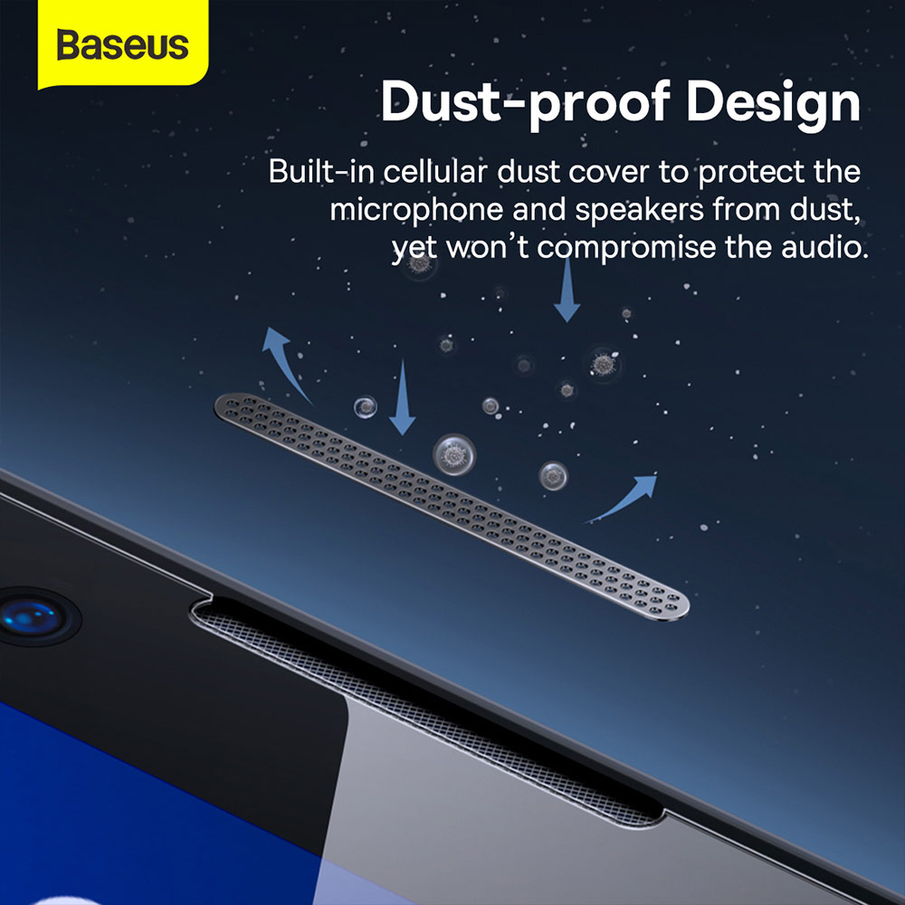 Picture of Apple iPhone 13 Pro Max 6.7 | Baseus Full Coverage Invisible Tempered Glass with Cellular Dust Prevention for iPhone 13 Pro Max 6.7 (HD Clear 2pcs)