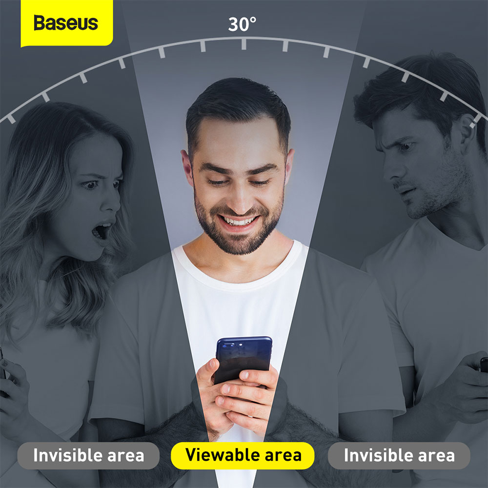 Picture of Apple iPhone 12 Pro Max 6.7 | Baseus 0.3mm Privacy Anti Peep Anti View Full Screen Tempered Glass for iPhone 12 Pro Max 6.7 (Privacy 2pcs Pack)