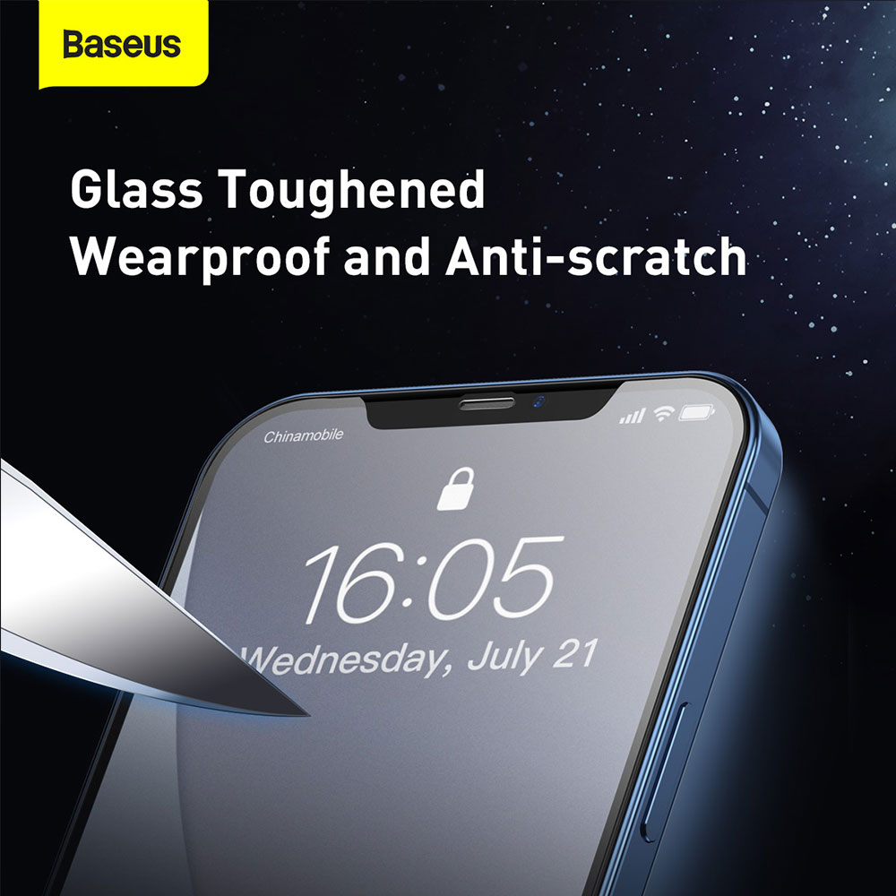 Picture of Apple iPhone 12 Pro Max 6.7 | Baseus 0.25mm Frosted Gaming Gamer Full Screen Anti Finger Print Tempered Glass for iPhone 12 Pro Max 6.7 (Matte 2pcs Pack)