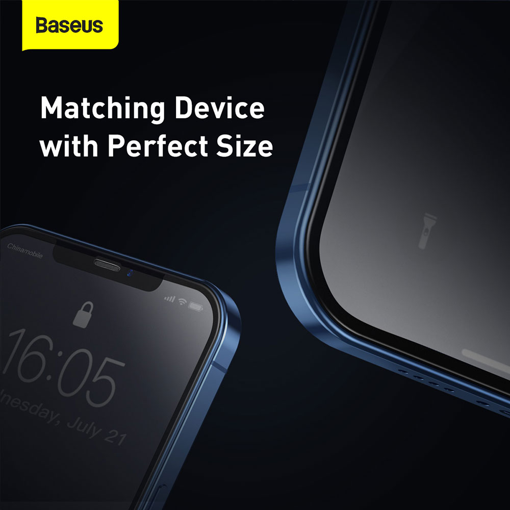 Picture of Apple iPhone 12 Pro Max 6.7 | Baseus 0.25mm Frosted Gaming Gamer Full Screen Anti Finger Print Tempered Glass for iPhone 12 Pro Max 6.7 (Matte 2pcs Pack)