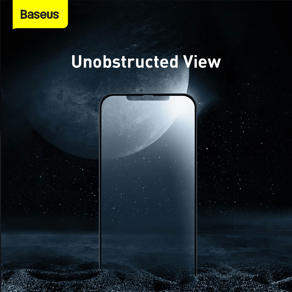 Picture of Apple iPhone 12 Pro Max 6.7 | Baseus 0.25mm Frosted Gaming Gamer Full Screen Anti Finger Print Tempered Glass for iPhone 12 Pro Max 6.7 (Matte 2pcs Pack)