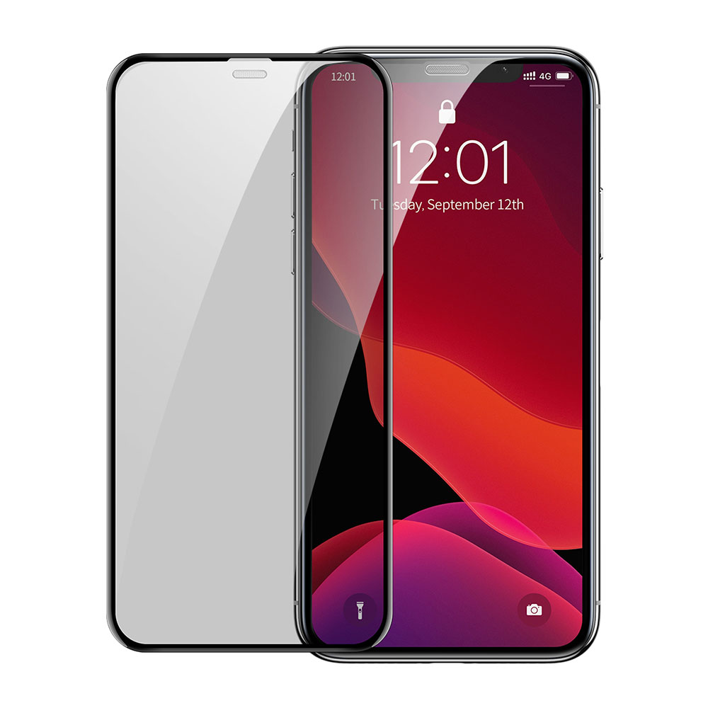 Picture of Apple iPhone 11 Pro 5.8 | Baseus 3D Anti Peep View Spy Privacy Full Coverage Tempered Glass wit Anti Dust for Apple iPhone 11 Pro 5.8 (Anti Peep View Privacy Black)