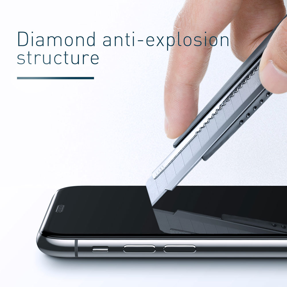 Picture of Apple iPhone 11 Pro 5.8 | Baseus 3D Anti Peep View Spy Privacy Full Coverage Tempered Glass wit Anti Dust for Apple iPhone 11 Pro 5.8 (Anti Peep View Privacy Black)