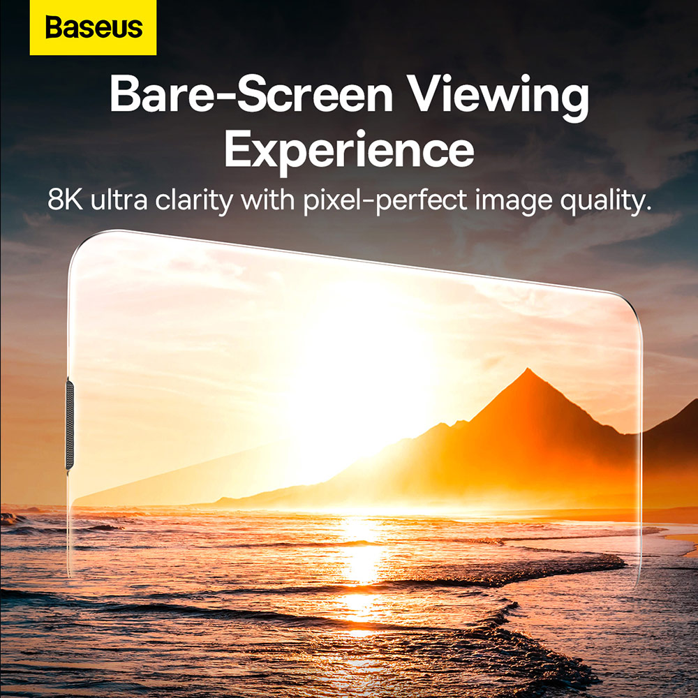 Picture of Apple iPhone 14 Plus 6.7  | Baseus Full Coverage Invisible Tempered Glass with Cellular Dust Prevention for iPhone 14 Plus iPhone 13 Pro Max 6.7 (HD Clear 2pcs)