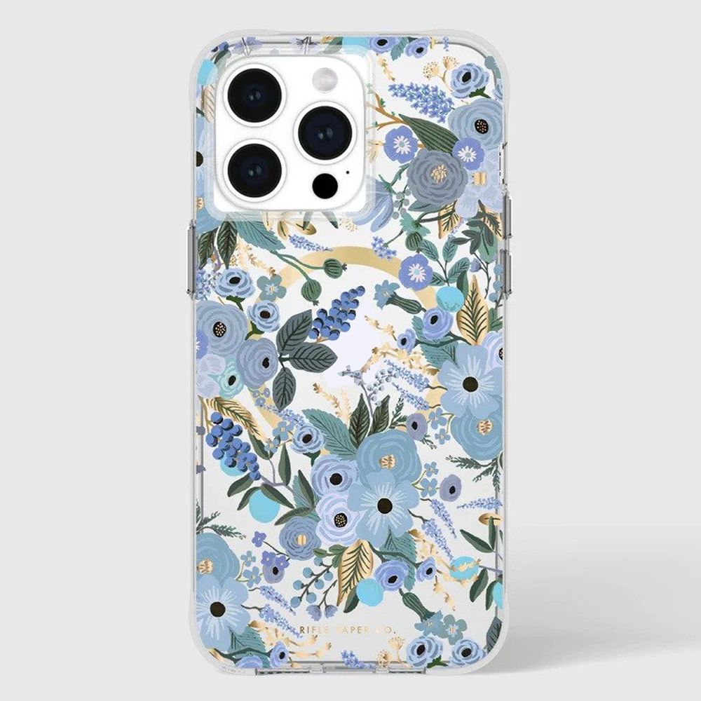 Picture of Apple iPhone 15 Pro Max 6.7  | Case Mate Case-Mate Rifle Paper Co Floral Design Drop Protection Case with Magnetic Charging for iPhone 15 Pro Max 6.7 (Garden Party Blue)