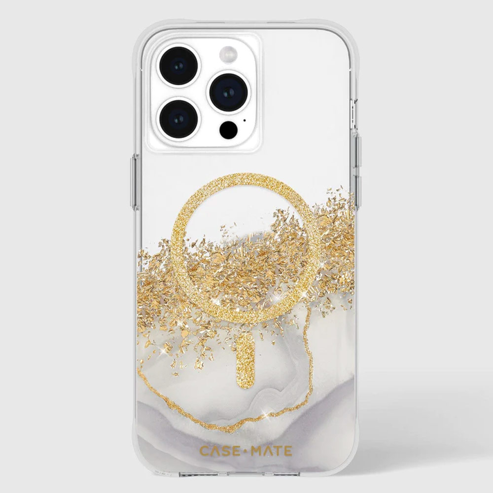Picture of Apple iPhone 15 Pro 6.1  | Case Mate Case-Mate Stylish Design Karat Drop Protection Case with Magsafe Magnetic Charging for iPhone 15 Pro 6.1 (Marble Gold)