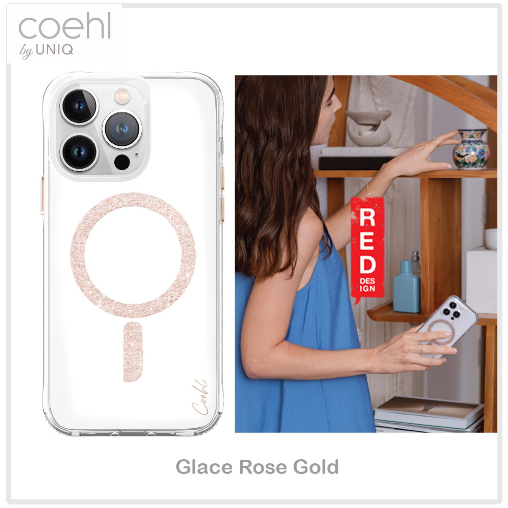 Picture of Apple iPhone 15 Pro 6.1 | Coehl by Uniq Design for Modern Women Girl Lady Magnetic Charging Compatible for iPhone 15 Pro 6.1 (Sparkling Rose Gold)