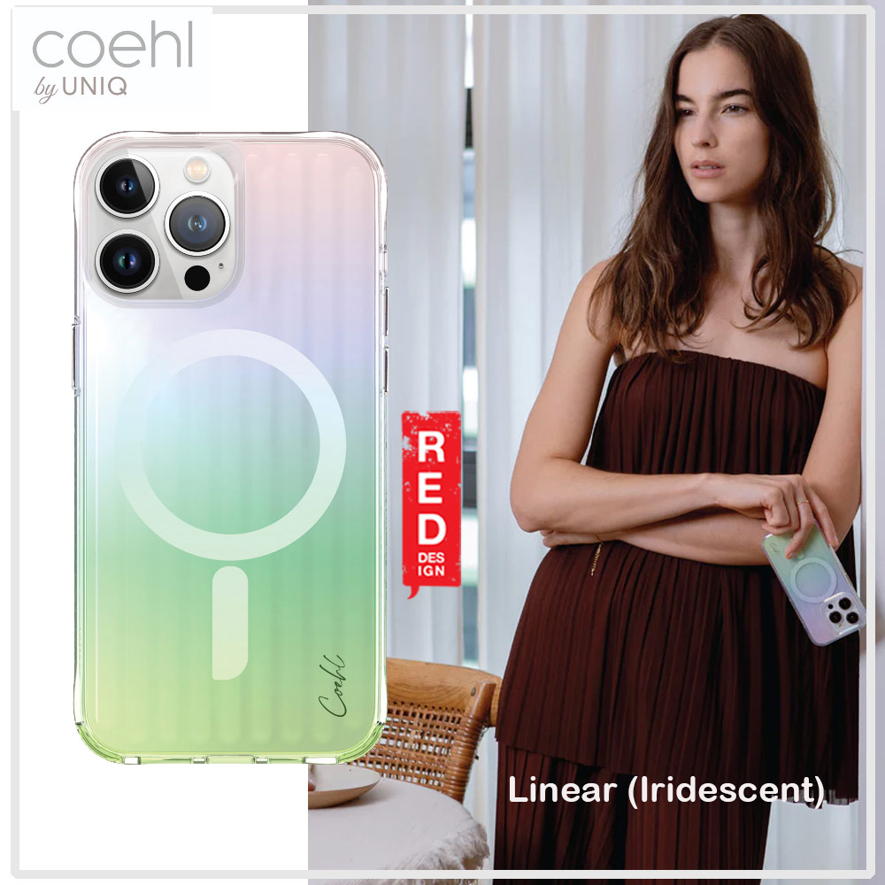 Picture of Apple iPhone 15 Pro Max 6.7  | Coehl by Uniq Design for Modern Women Girl Lady Magnetic Charging Compatible for iPhone 15 Pro Max 6.7 (Linear Iridescent)