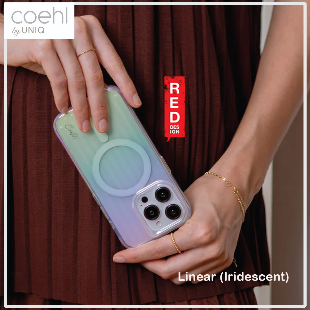 Picture of Apple iPhone 15 Pro Max 6.7  | Coehl by Uniq Design for Modern Women Girl Lady Magnetic Charging Compatible for iPhone 15 Pro Max 6.7 (Linear Iridescent)