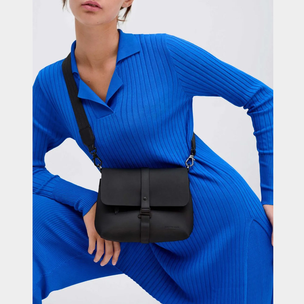 Picture of Gaston Luga SPLÄSH CROSSBODY BAG Premium Waterproof Eco Material Bag Compact Messenger Style Bag with Detachable Shoulder Strap As Clutch (Black)